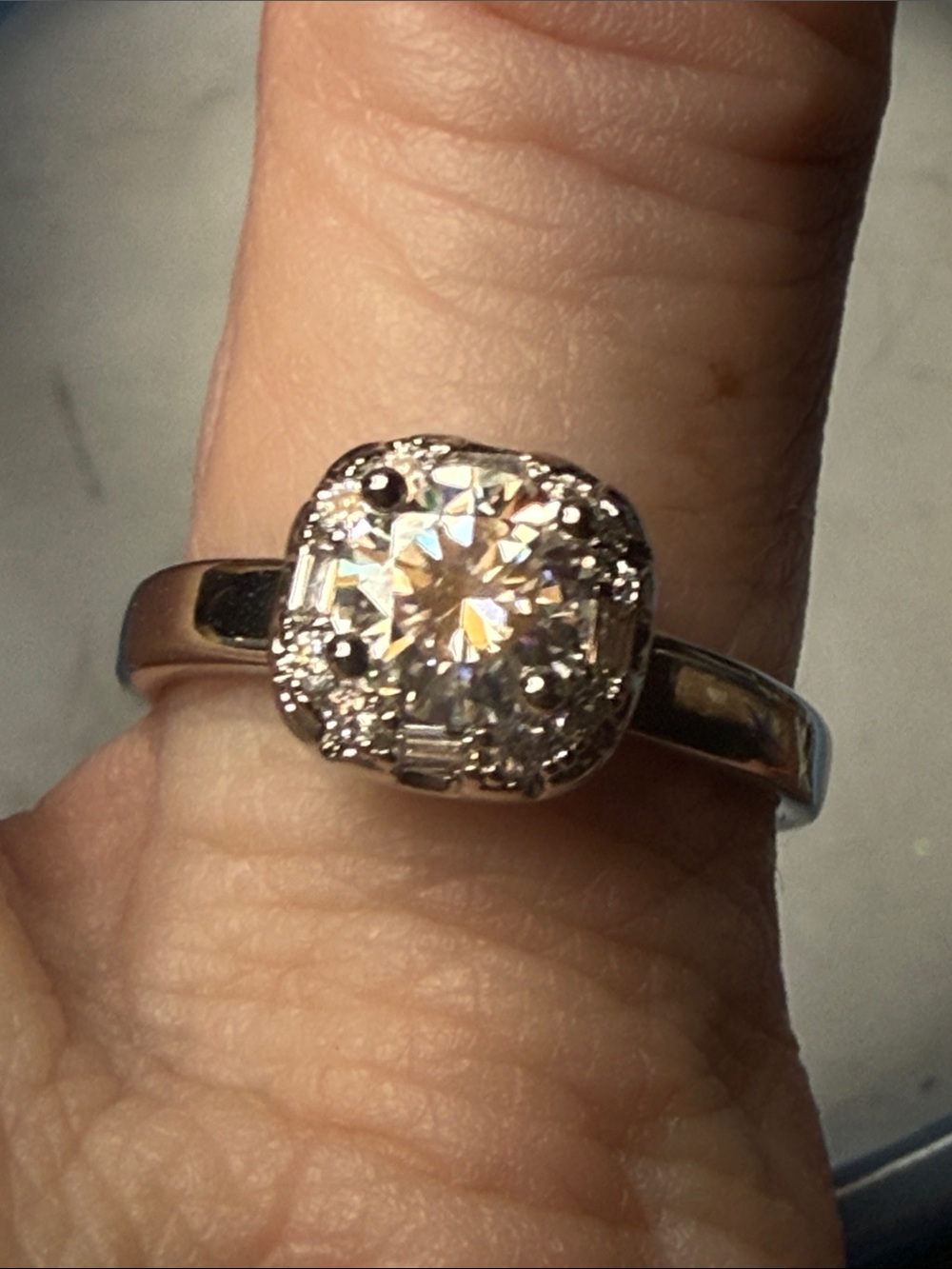 GRA CERTIFIED MOISSANITE DIAMOND 1 CT Cushion Halo Solitaire Ring 925 Sterling - Picture 6 of 9